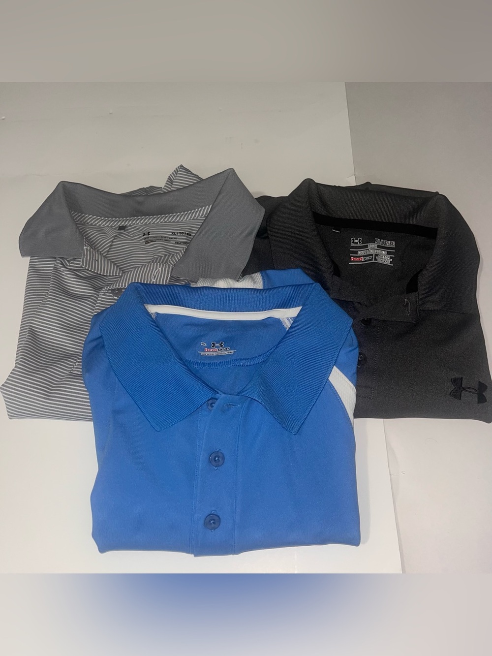 Lot Of 3 Under Armour Mens Polo Shirt Golf Heatgear Stretch Performance